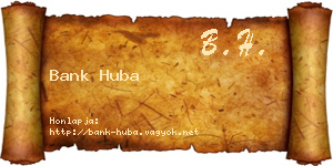 Bank Huba névjegykártya